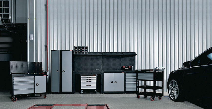 SHUTER WS workstations are an all-in-one tool storage solution.